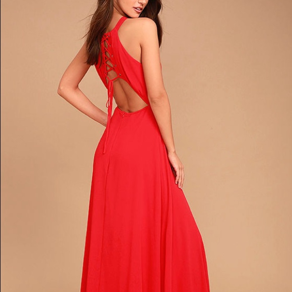 Lulus Red Lace-up Maxi XS